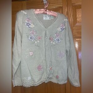 Vintage Emerald Island Embroidered Cardigan